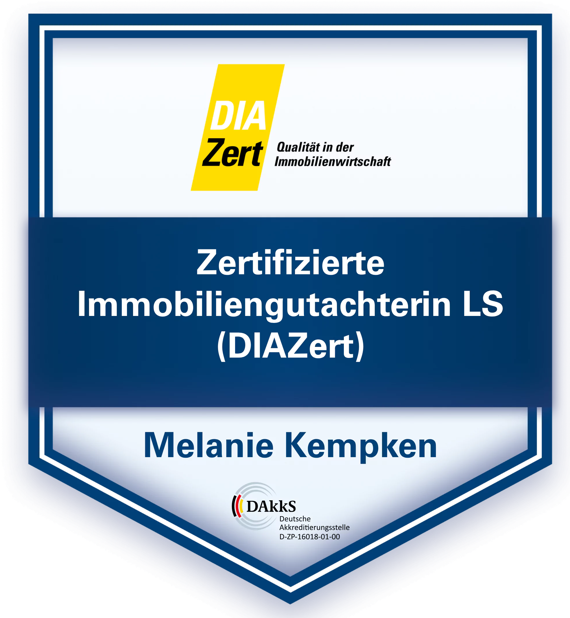 Auszeichnung von DIAZert als zertifizierte Immobiliengutachterin LS