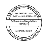 Stempel von DiaZert als zertifizierte Immobiliengutachterin LS